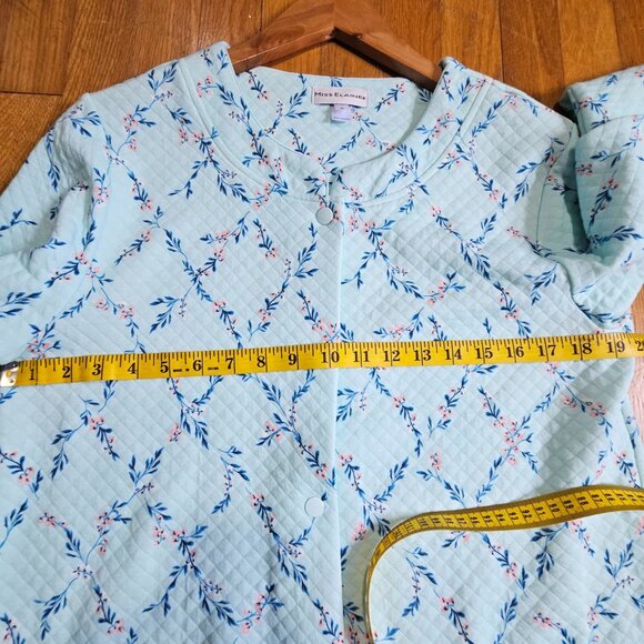 Womans cottagecore textured quilted pattern softcore pastel blue button down poc - Picture 12 of 13